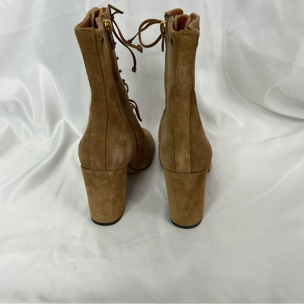 Coach Camel Suede Dean Lace Up Booties - Picture 3 of 10